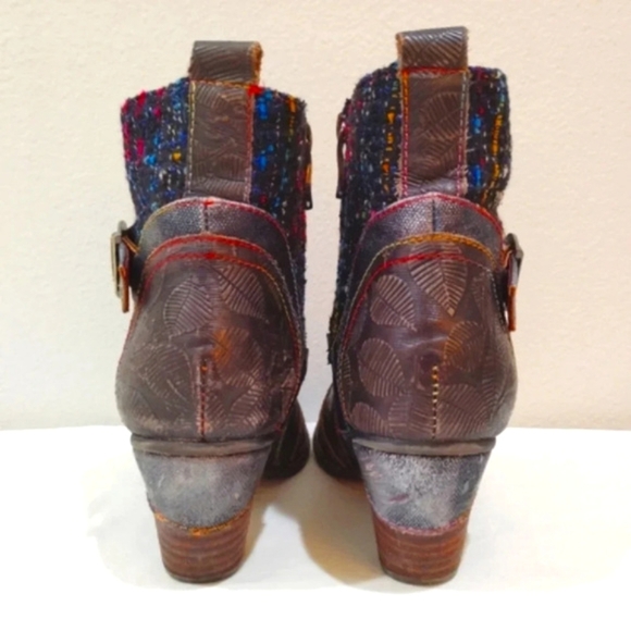 L'Artiste Spring Step Boots Cienna Distressed Multicolor Leather US 7.5 - 8 Zip - Picture 7 of 14